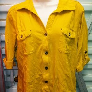 Mustard button down top